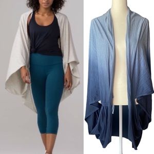 Lululemon Blue Pima Cotton Sage Scarf Open Cardigan Kimono Blue Ombré Gradient